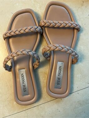 Steve Madden Braided Double-Strap Slide Sandals - Taupe